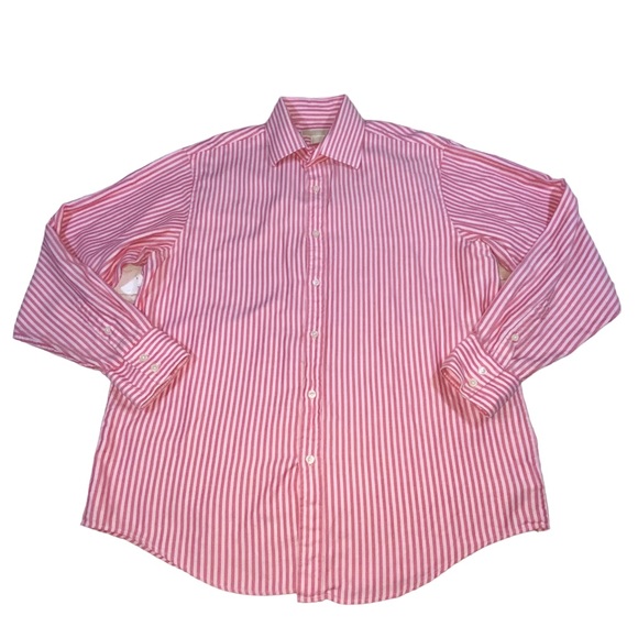 Michael Kors Other - Men’s Michael Kors Red & Pink Herringbone Button Down Cotton Shirt - Large